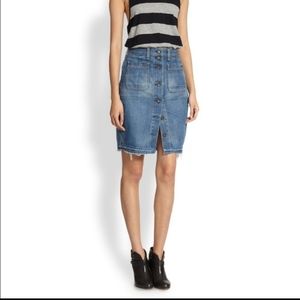 rag & bone Button Down Denim Skirt